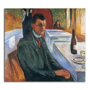 Edvard Munch - Autoportret z butelką wina