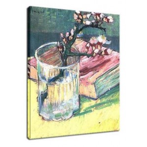 Vincent van Gogh - Kwitnąca gałązka migdałowca w szklance i książka