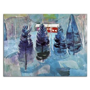 Edvard Munch - Czerwony dom i świerki