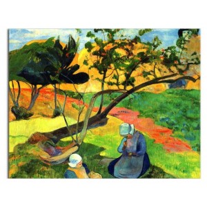Paul Gauguin - Krajobraz z dwiema Bretonkami